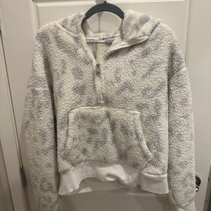 Calvin Klein fuzzy quarter zip with hoodie